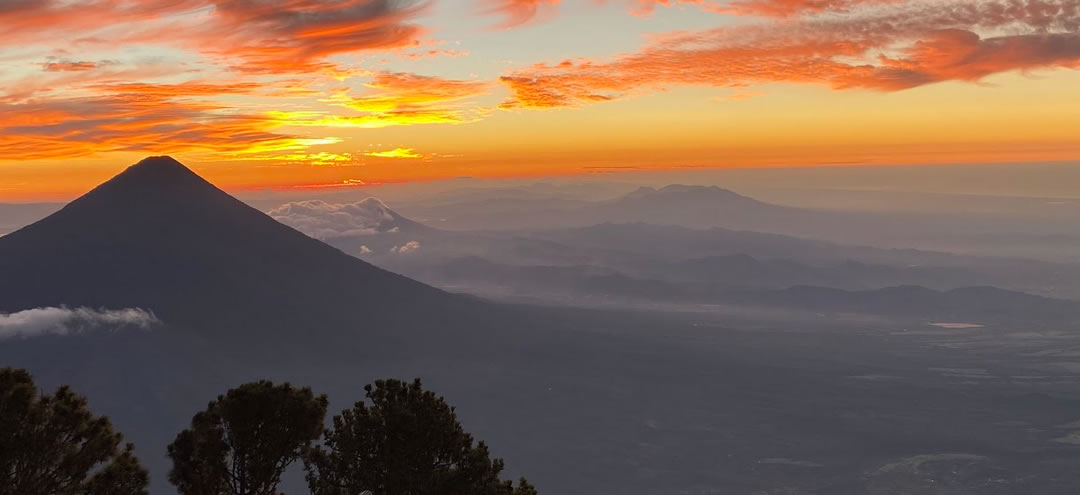 Beautiful Acatenango Volcano sunset in Guatemala